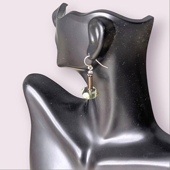 Elegant Grey and Green Glass Bead Handcrafted Dangle Earrings - Picture 7 of 8